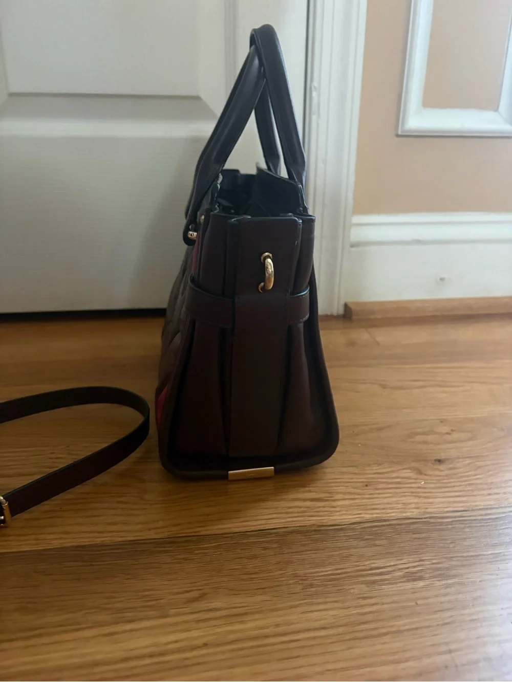 Coach Quilted Patchwork Satchel in Burgundy and Pink Accents